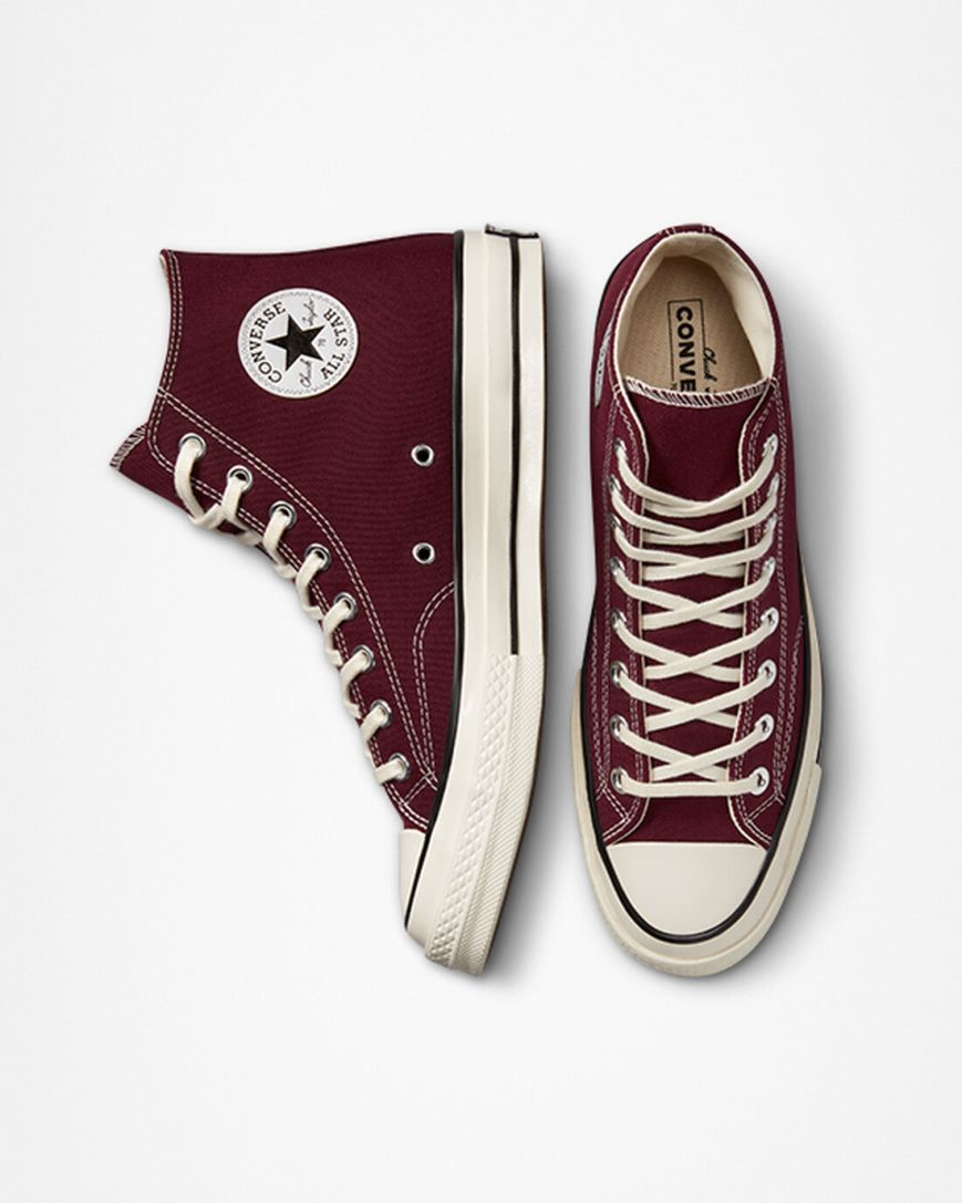 Tenis Converse Chuck 70 Lona Cano Alto Masculino Vermelhas Escuro Pretas | PT D004389